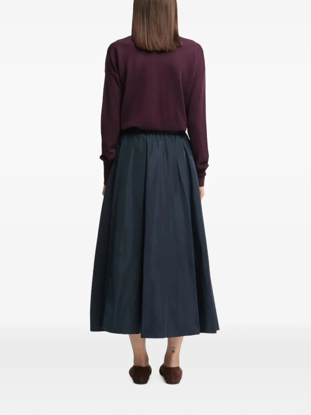 ASPESI Plooirok met elastische taille Blauw
