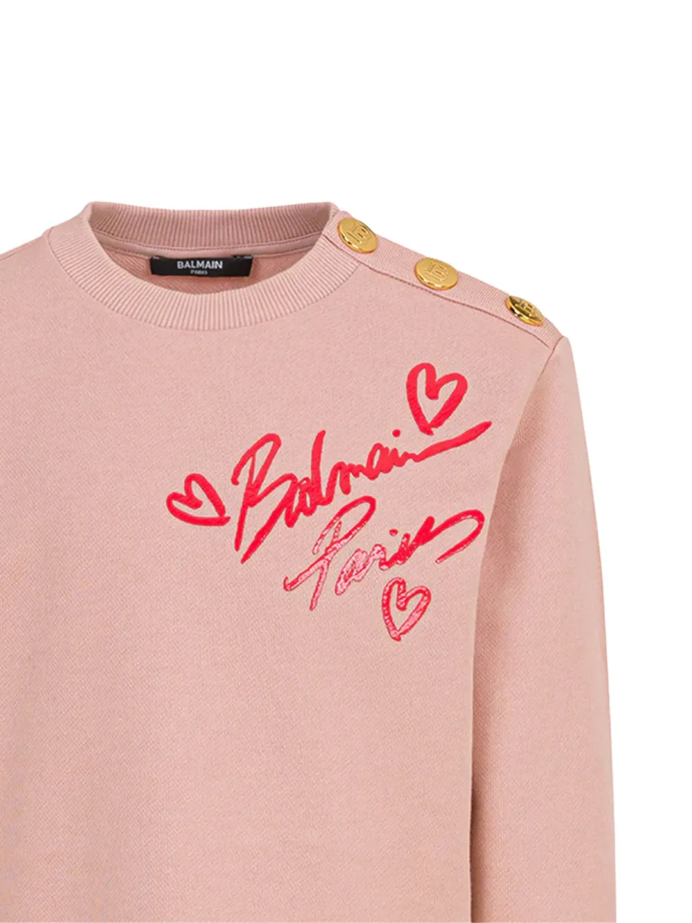 Balmain Kids Jurk met knopen en logo Roze