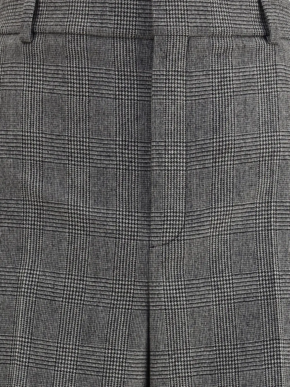 Saint Laurent Check-pattern Wool Trousers In Gray