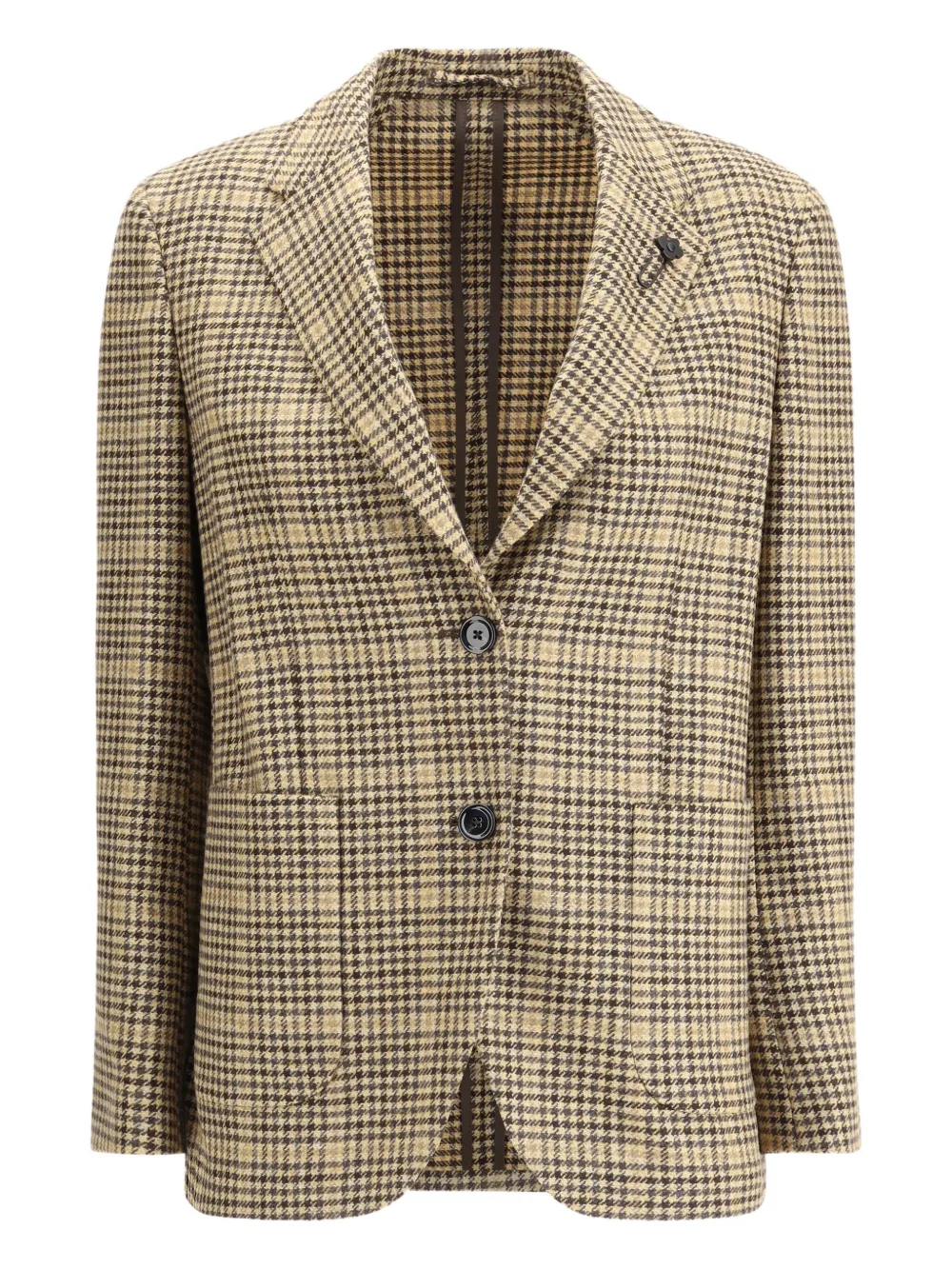 Lardini checked twoo-button blazer Beige