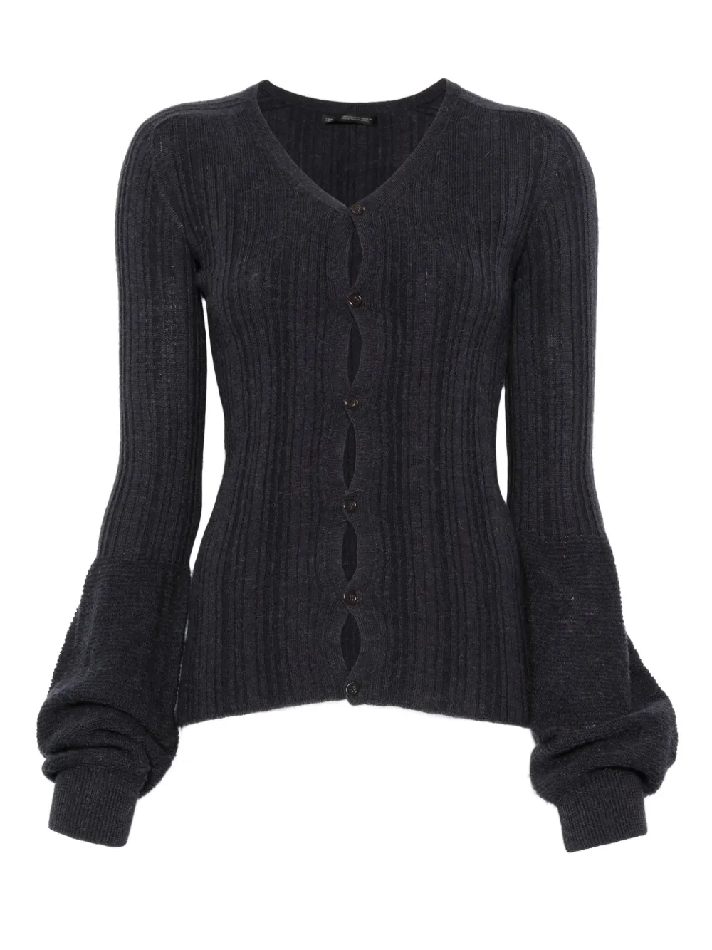 Yohji Yamamoto Pre-Owned 2000s ribbed balloon-sleeve cardigan | Grey | Image 1
