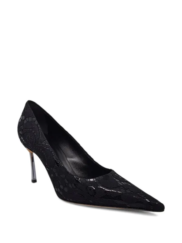 Casadei Lace pointed-toe Pumps Black FARFETCH PT