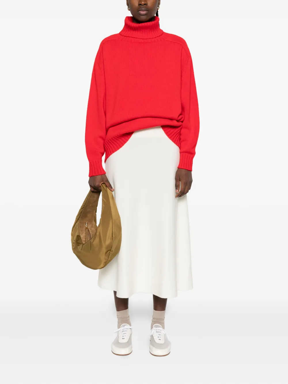 P.A.R.O.S.H. A-line knit midi skirt Wit