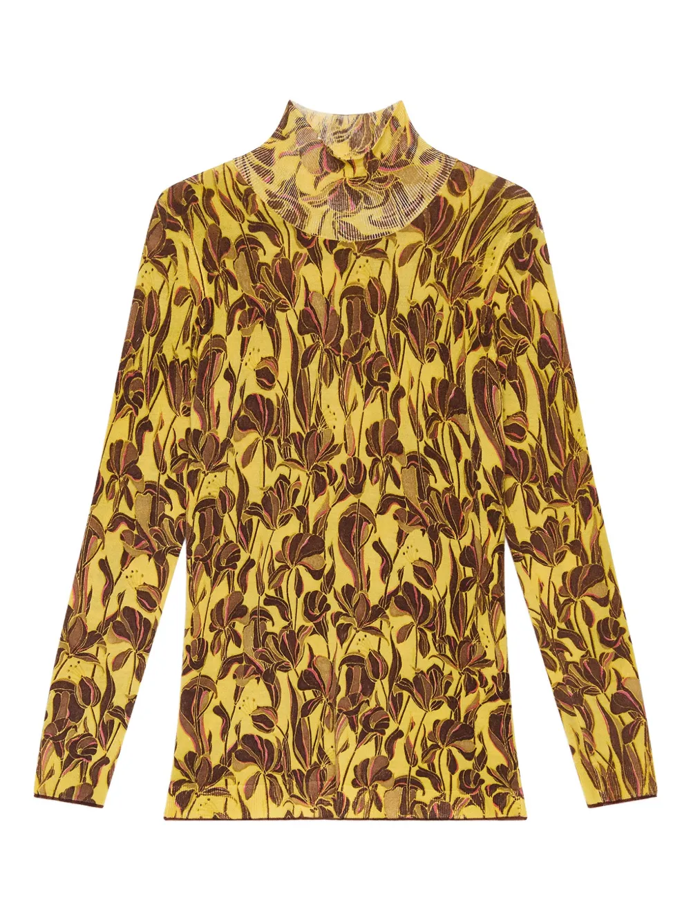Maliparmi Floral-print Turtleneck Top In Yellow
