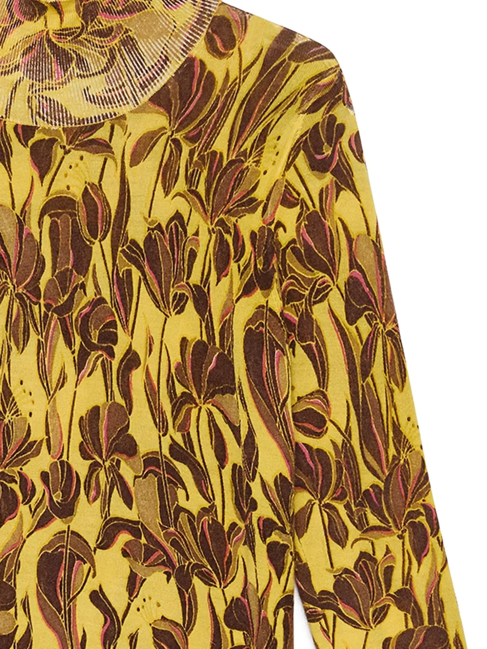 Maliparmi Floral-print Turtleneck Top In Yellow