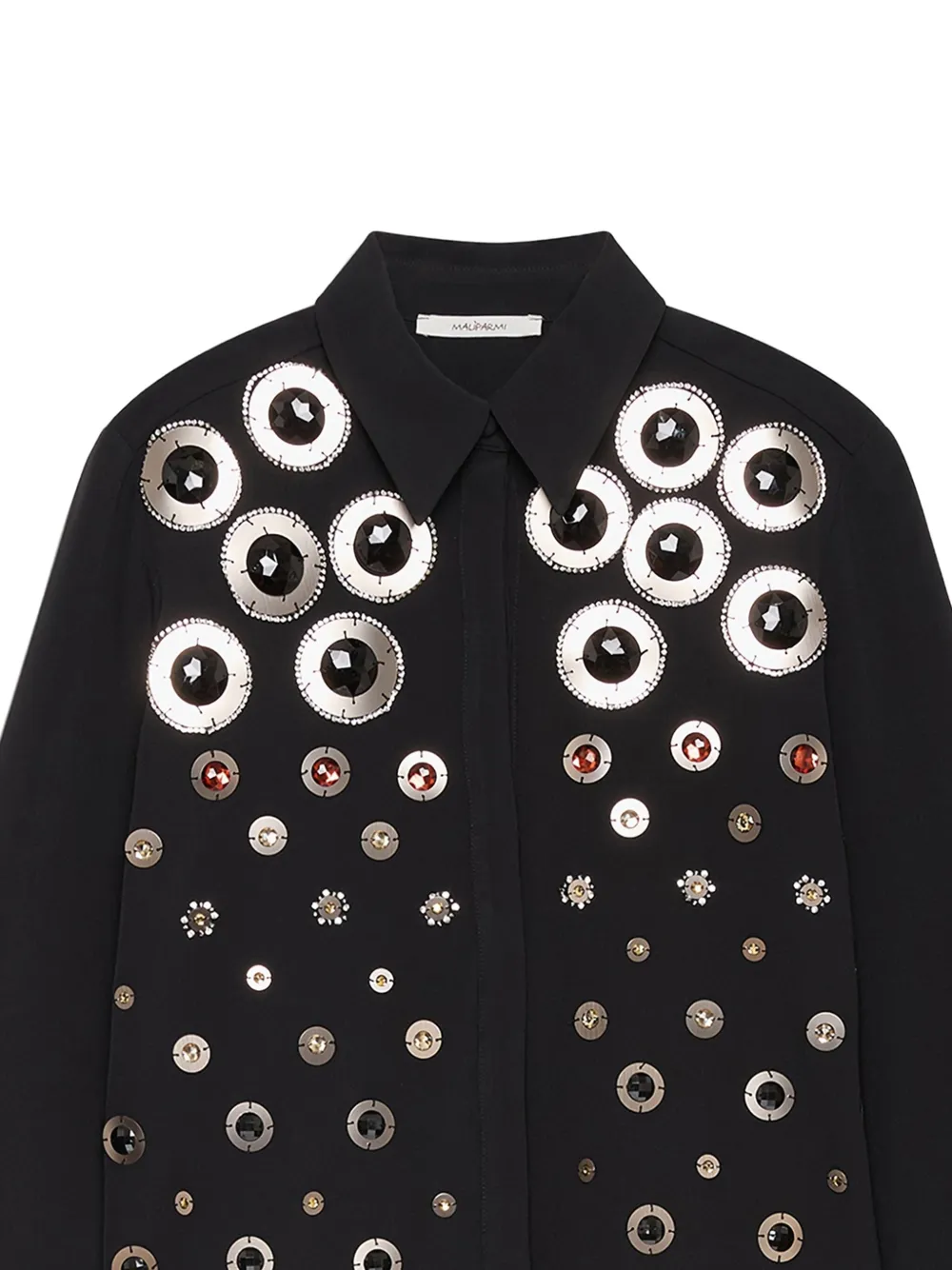 MALIPARMI Verfraaid blouse - Zwart