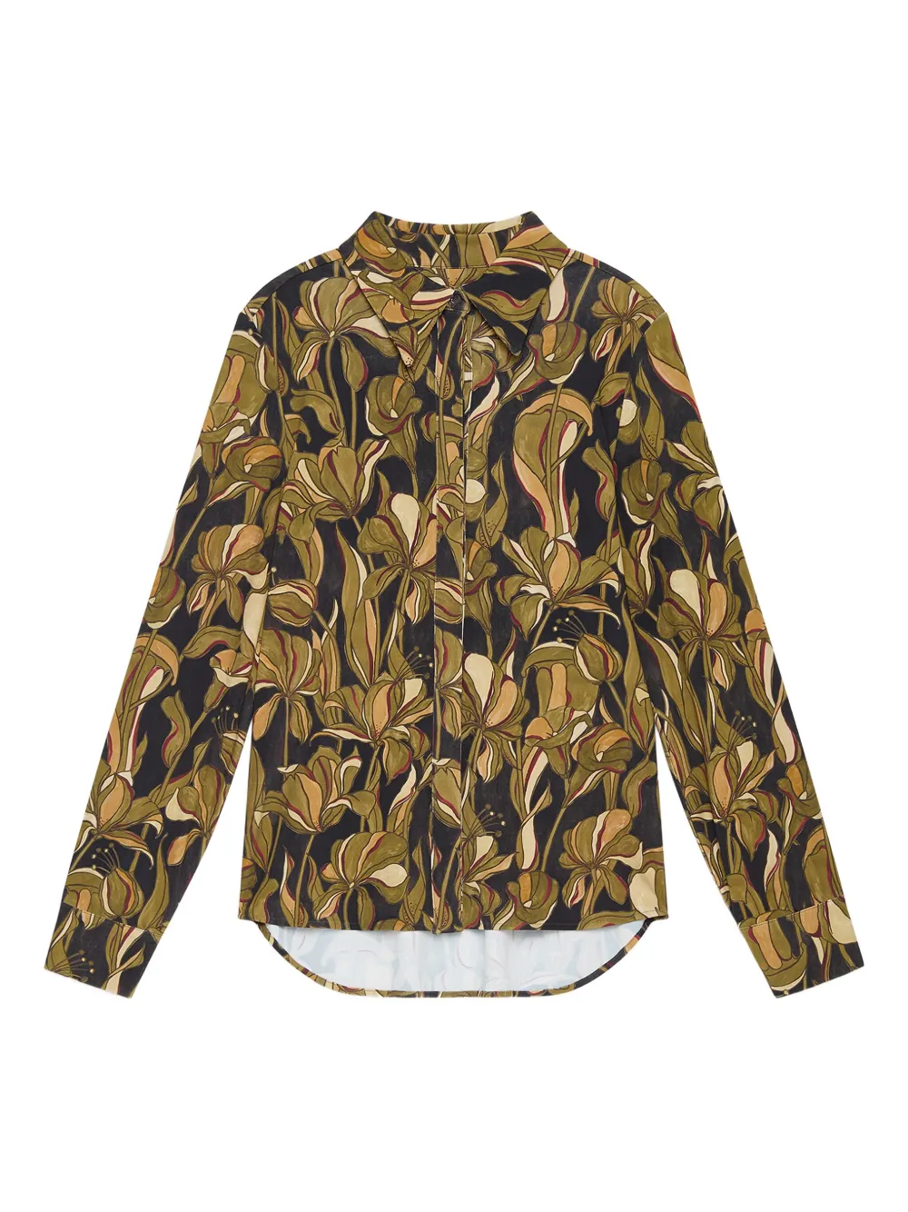 Maliparmi Floral-print Point-collared Shirt In Yellow