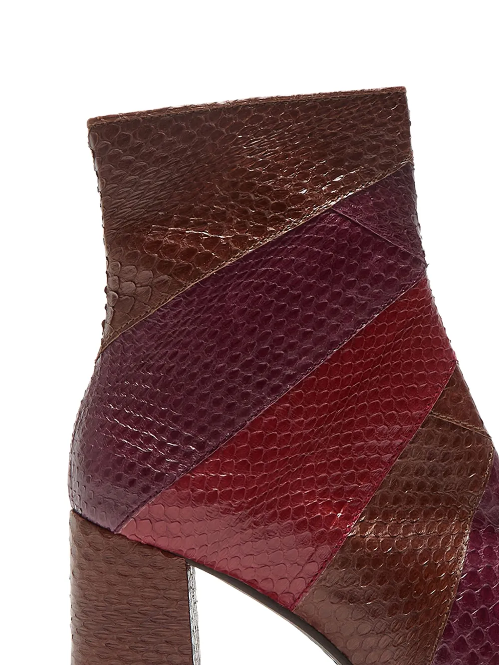 Maliparmi Patchwork Block-heel Leather Boots In Burgundy