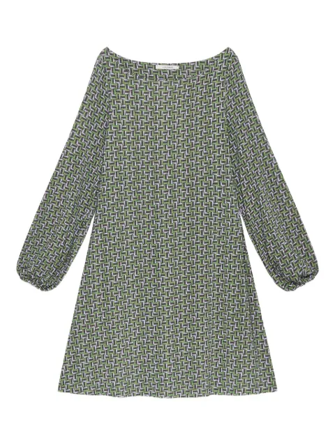 MALIPARMI geometric-print boat-neck mini dress
