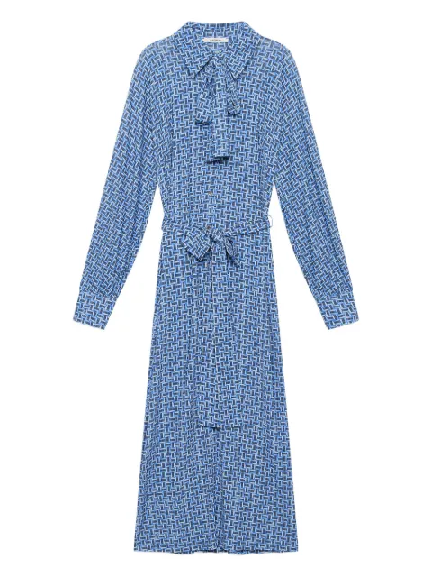MALIPARMI geometric-print belted midi dress