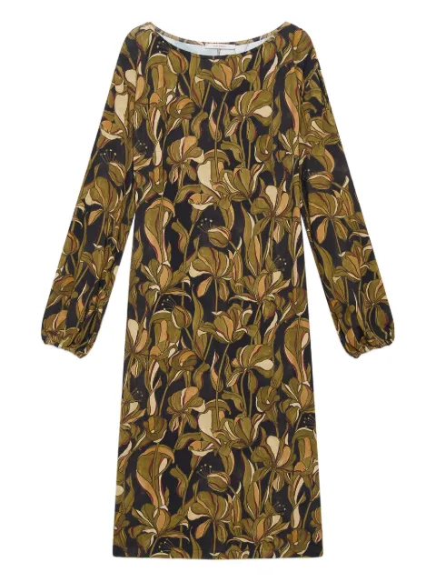 MALIPARMI floral-pattern long-sleeve midi dress