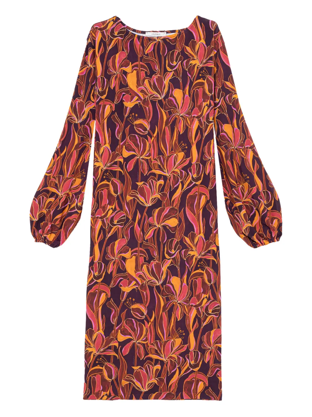 MALIPARMI floral-print balloon-sleeve midi dress | Red | Image 1