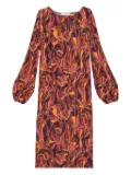 MALIPARMI floral-print balloon-sleeve midi dress - Red