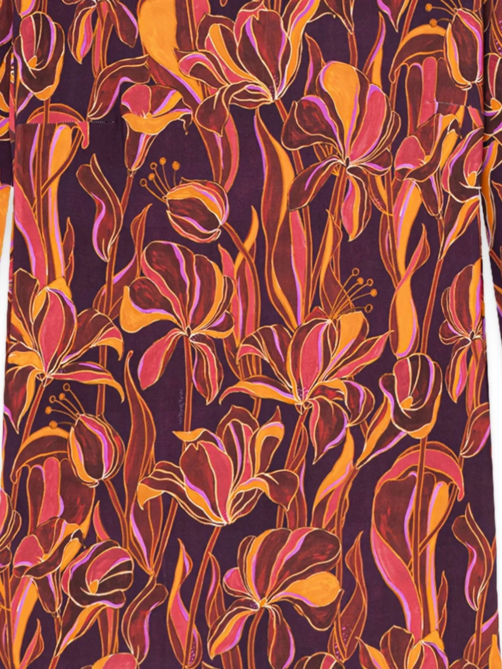 MALIPARMI Midi-jurk met ballonmouwen en bloemenprint - Rood