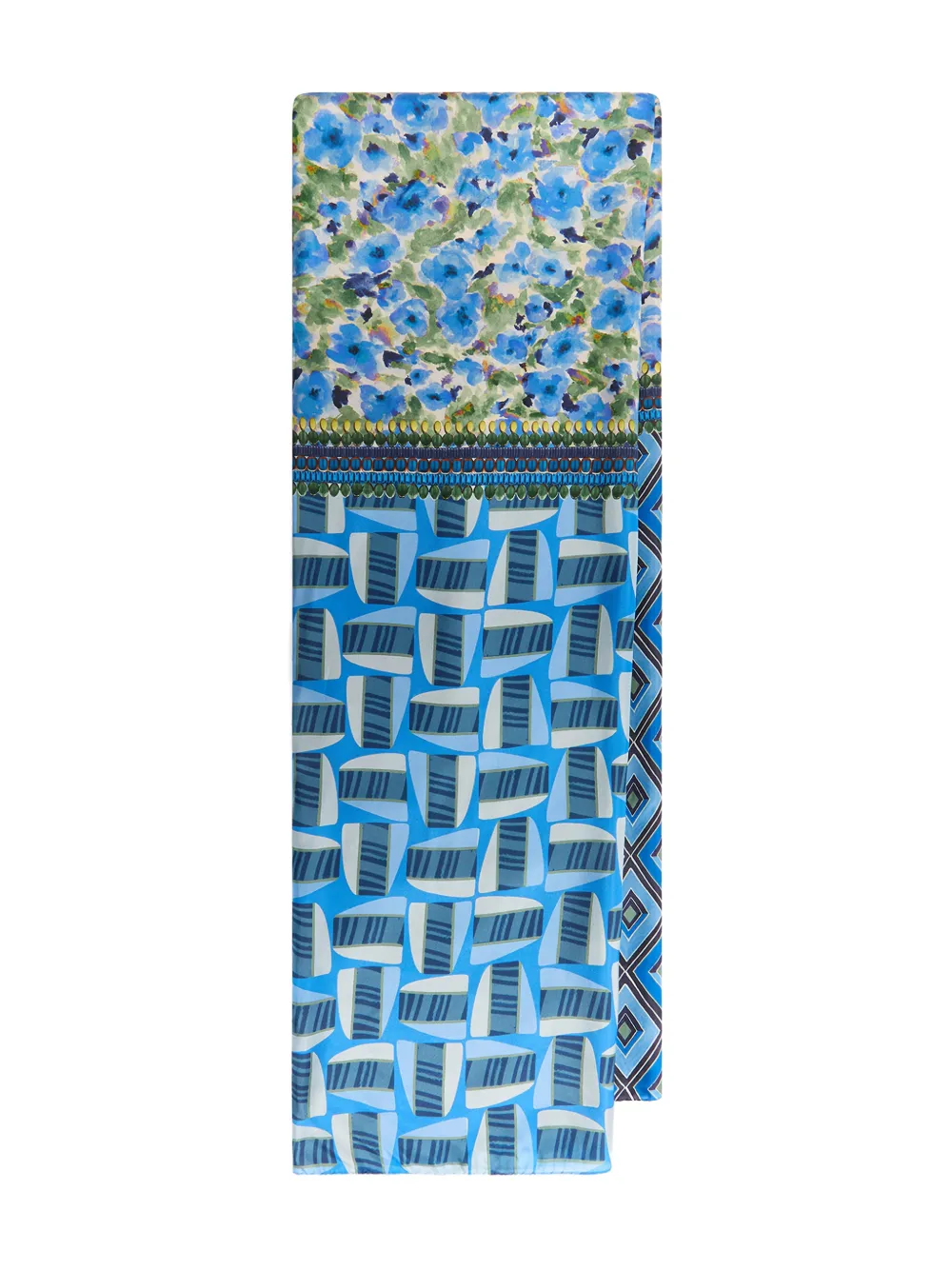 MALIPARMI floral geometric-pattern scarf - Blauw