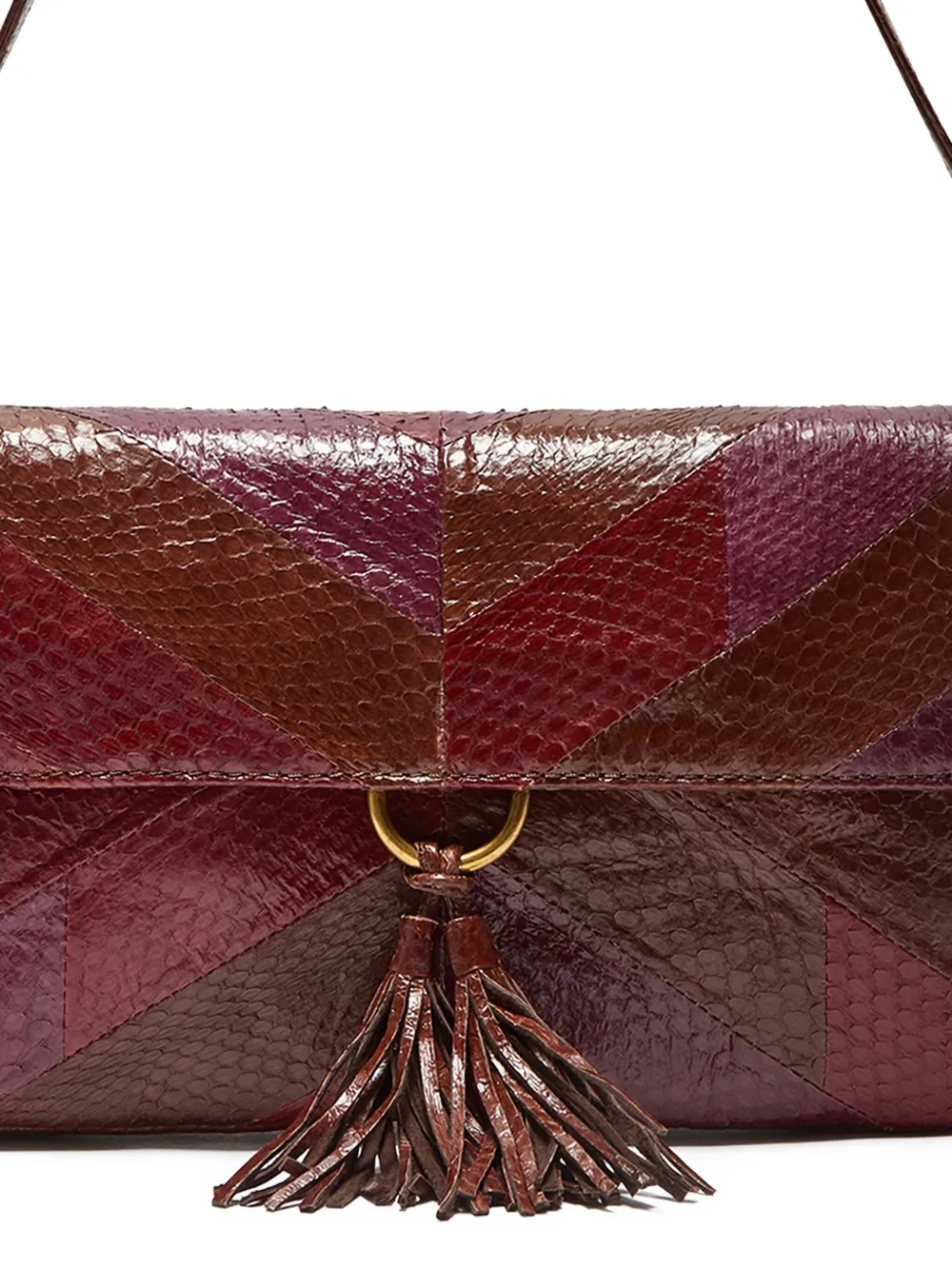 MALIPARMI Schoudertas met patchwork en kwastje - Rood
