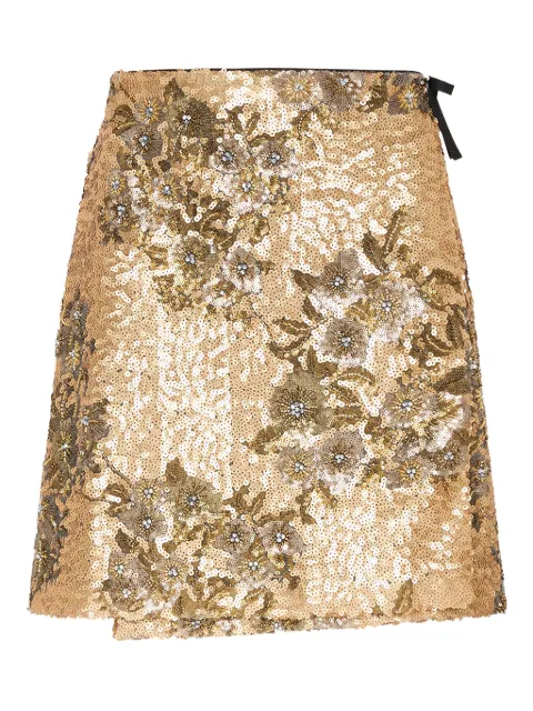 MALIPARMI sequin-embellished floral-print skirt