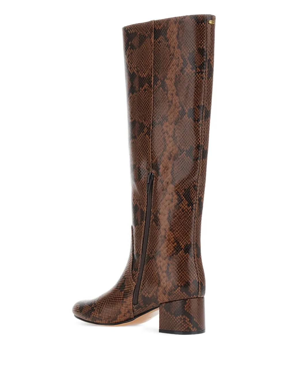 TWINSET 50mm snake-print block-heel boots Brown