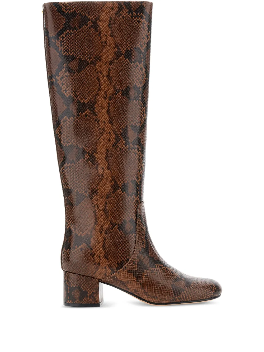 TWINSET 50mm snake-print block-heel boots Brown