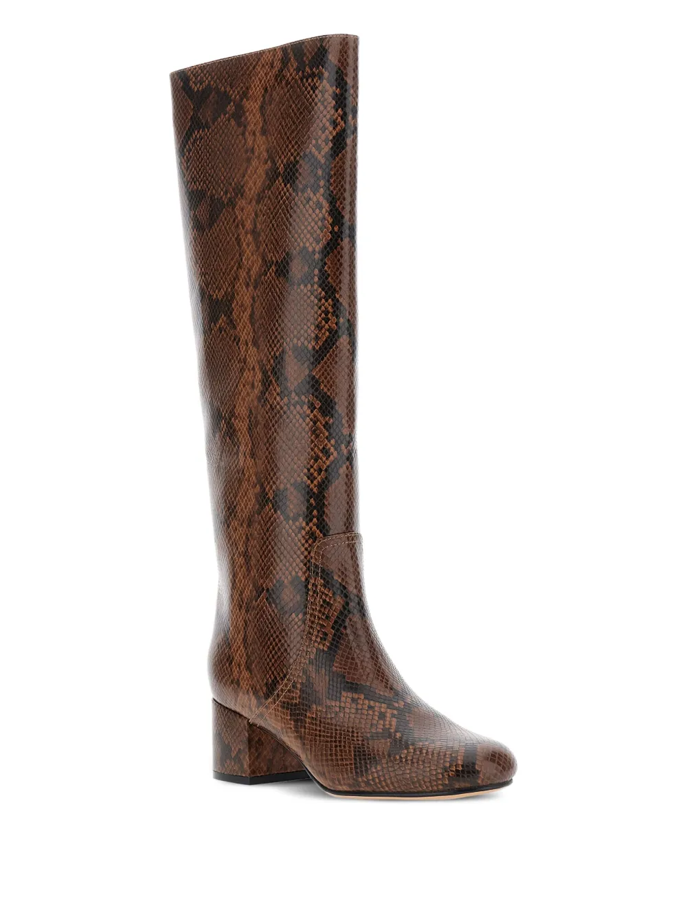 TWINSET 50mm snake-print block-heel boots Brown