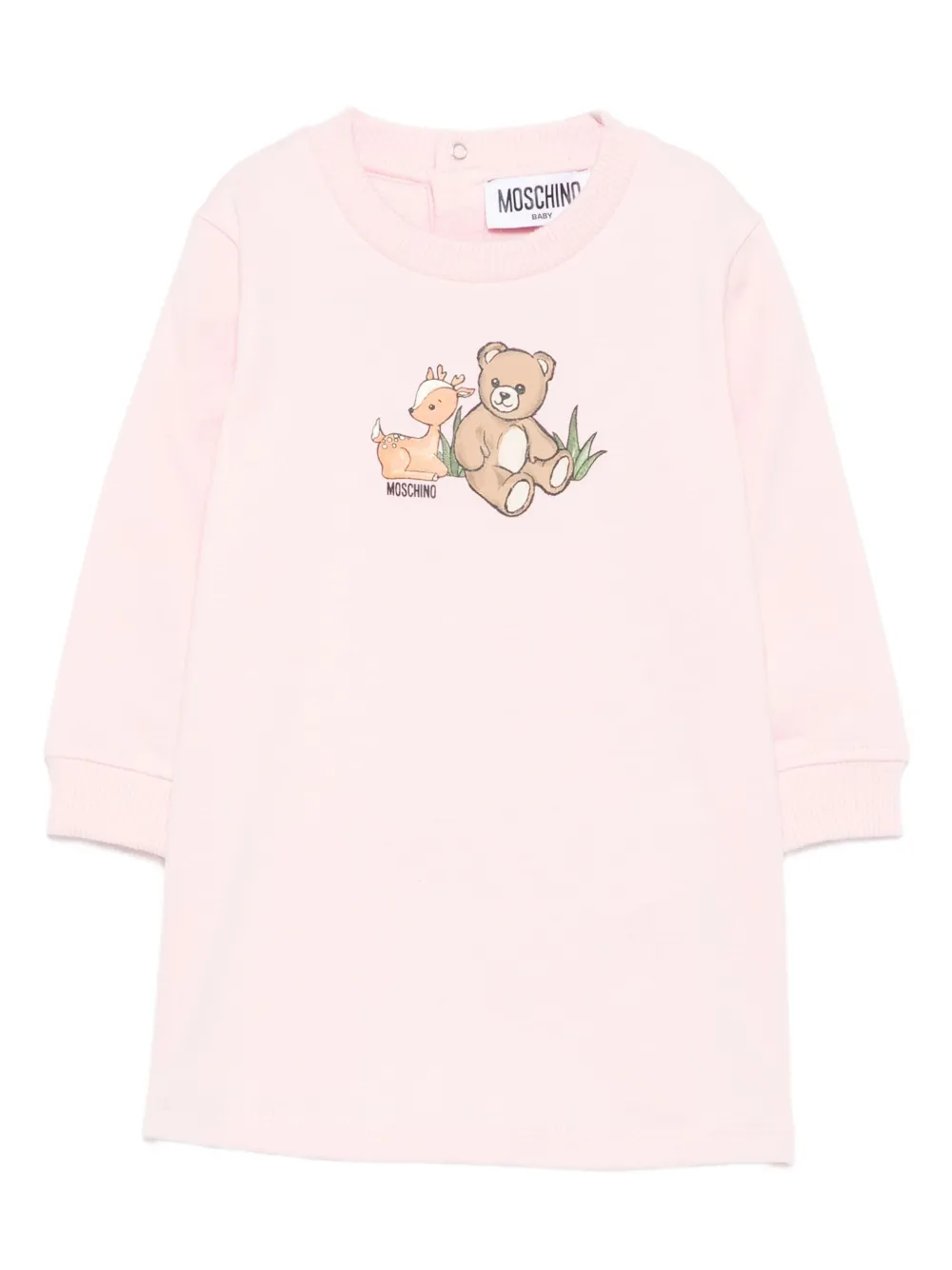 Moschino Kids Jurk met teddybeerprint en ronde hals Roze