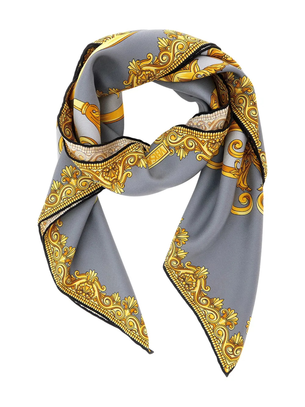 Versace baroque-cheetah print silk scarf - イエロー Versace baroque-cheetah print silk scarf - イエロー