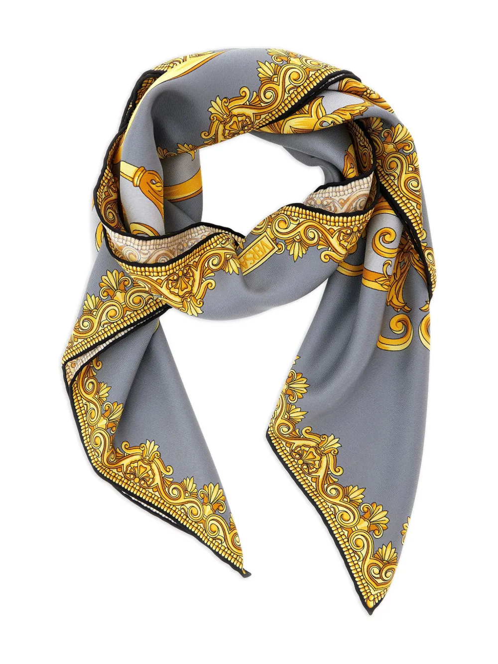 Versace Zijden sjaal met barok luipaardprint Geel