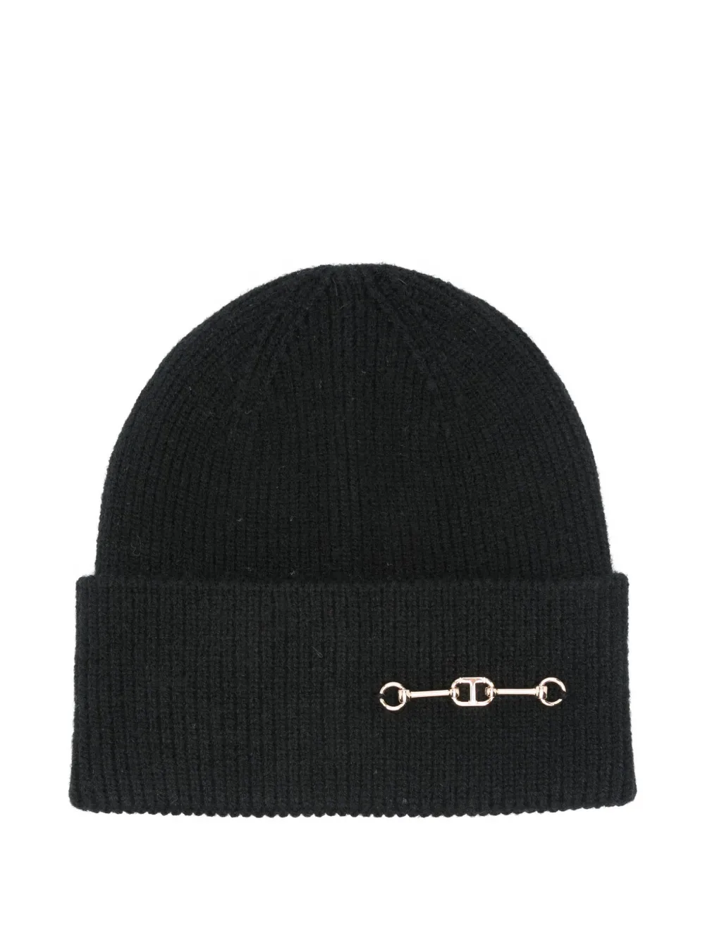 Twinset Chain-embellished Beanie Hat In Black