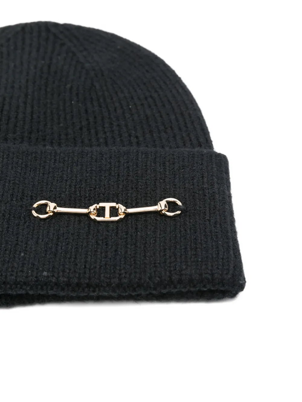 Twinset Chain-embellished Beanie Hat In Black