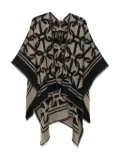 TWINSET geometric-pattern fringed poncho - Black