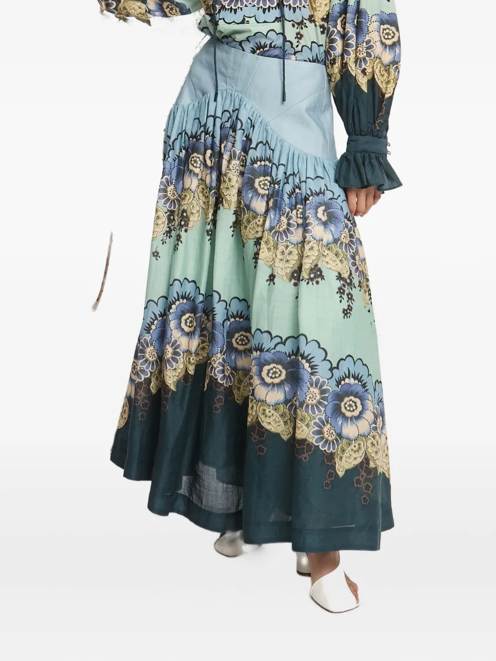 Alemais Madalena Floral-print Tiered Maxi Skirt In Multi