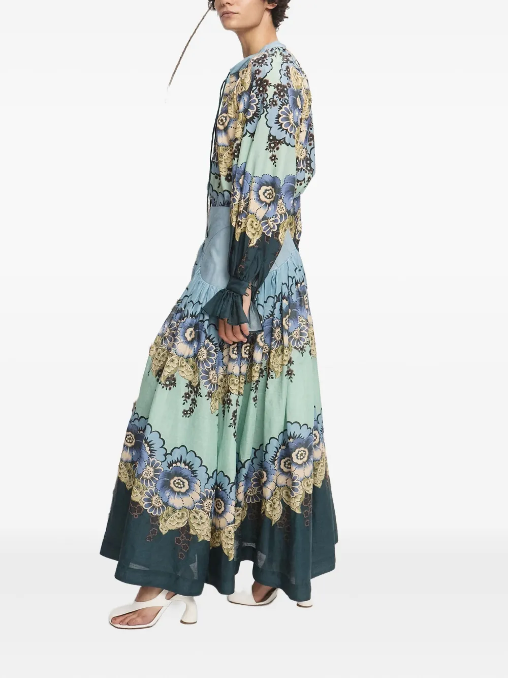 ALEMAIS Madalena floral-print tiered maxi skirt | Blue | Image 1