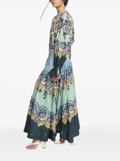 ALEMAIS Madalena floral-print tiered maxi skirt