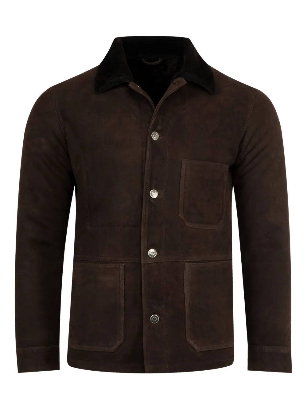 Giorgio Brato buttoned suede-leather jacket | Brown | Image 1