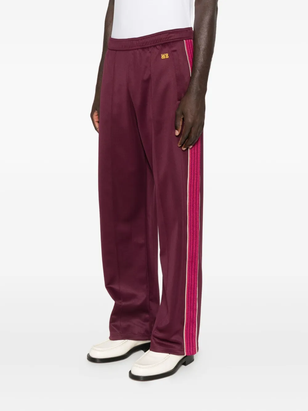 Wales Bonner Panelled Satin-jersey Track Pants In Burgundy