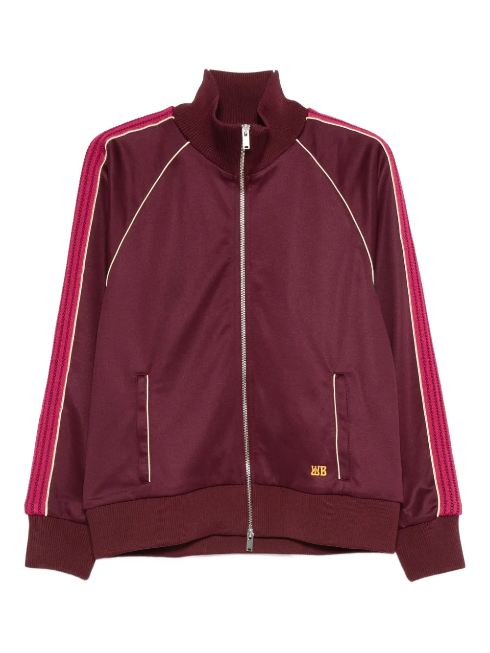 Wales Bonner Logo-embroidered Satin-jersey Track Jacket In Burgundy