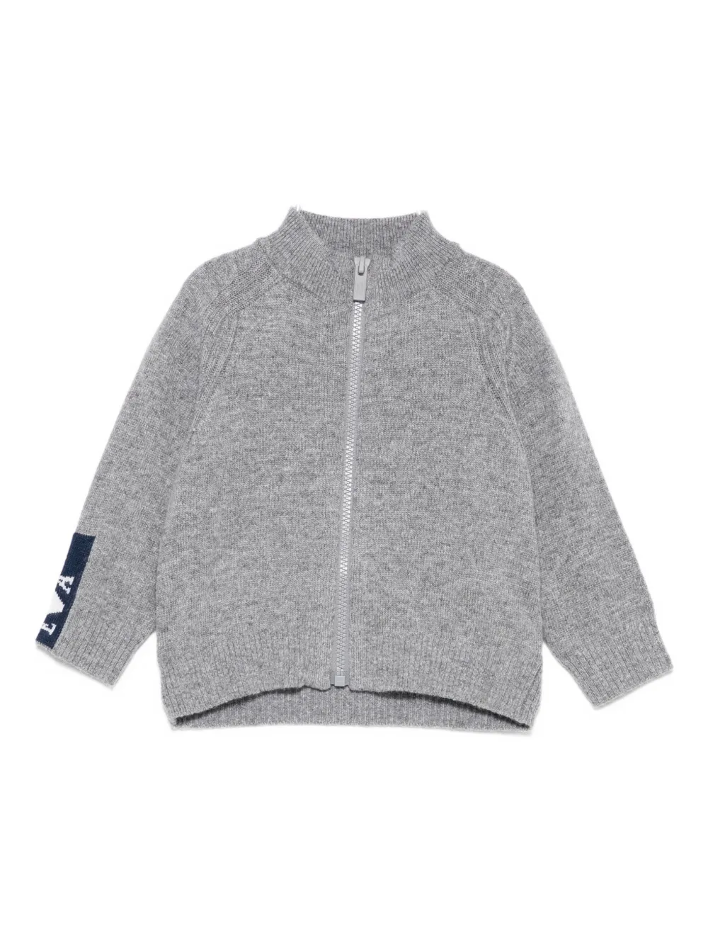 Emporio Armani Kids logo-detail zip-up cardigan - Grigio