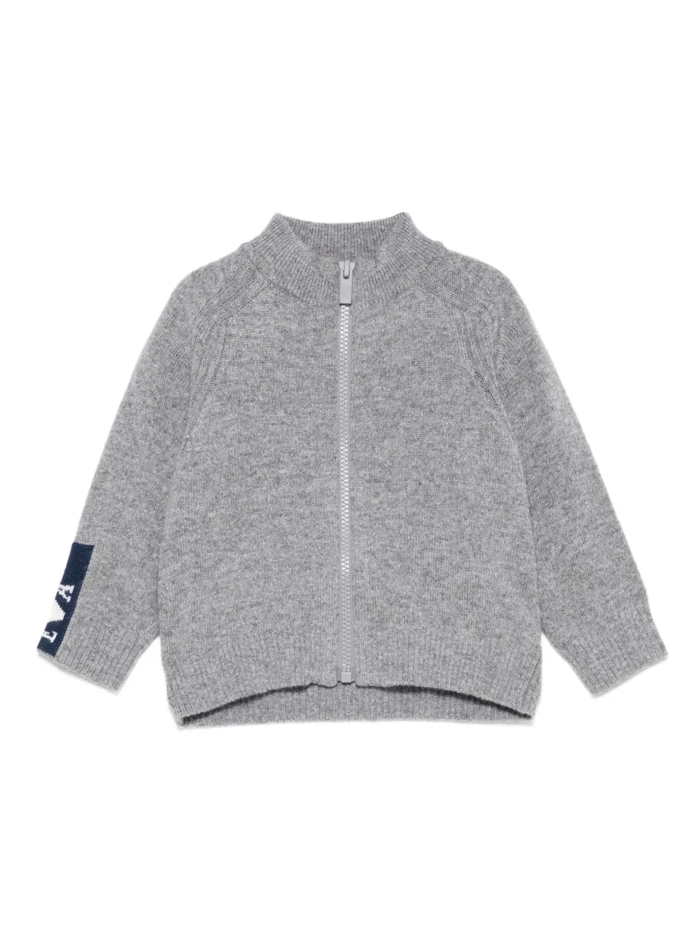 Emporio Armani Kids logo-detail zip-up cardigan - グレー Emporio Armani Kids logo-detail zip-up cardigan - グレー