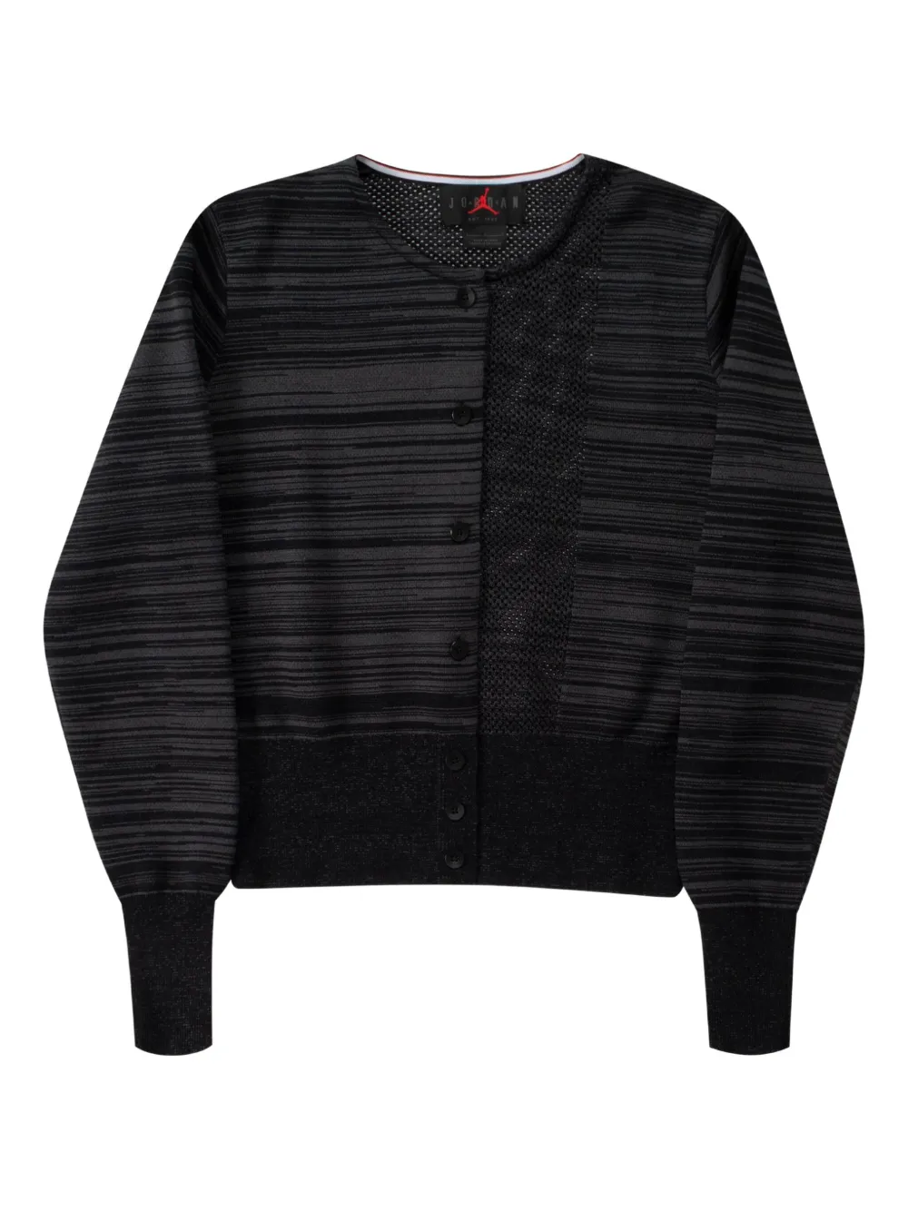 Jordan x Téla striped mesh-panel cardigan | Black | Image 1