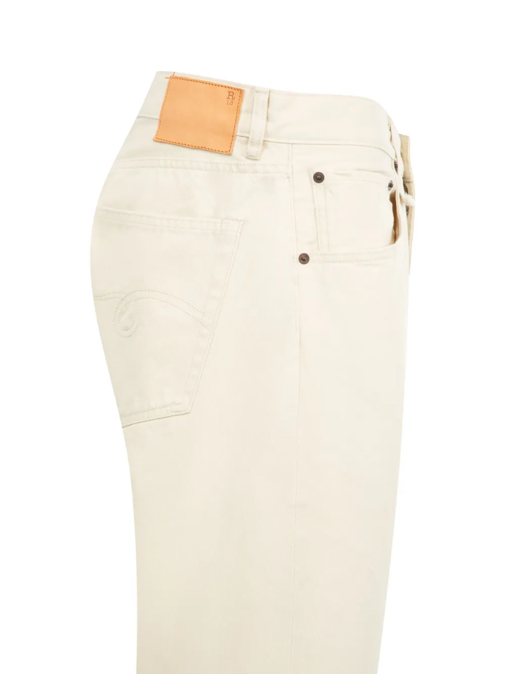 R13 Jeans met logopatch Beige