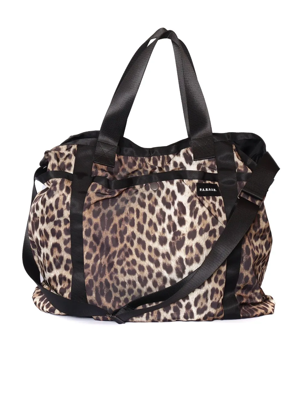 P.A.R.O.S.H. Shopper met luipaardprint en handgreep Bruin