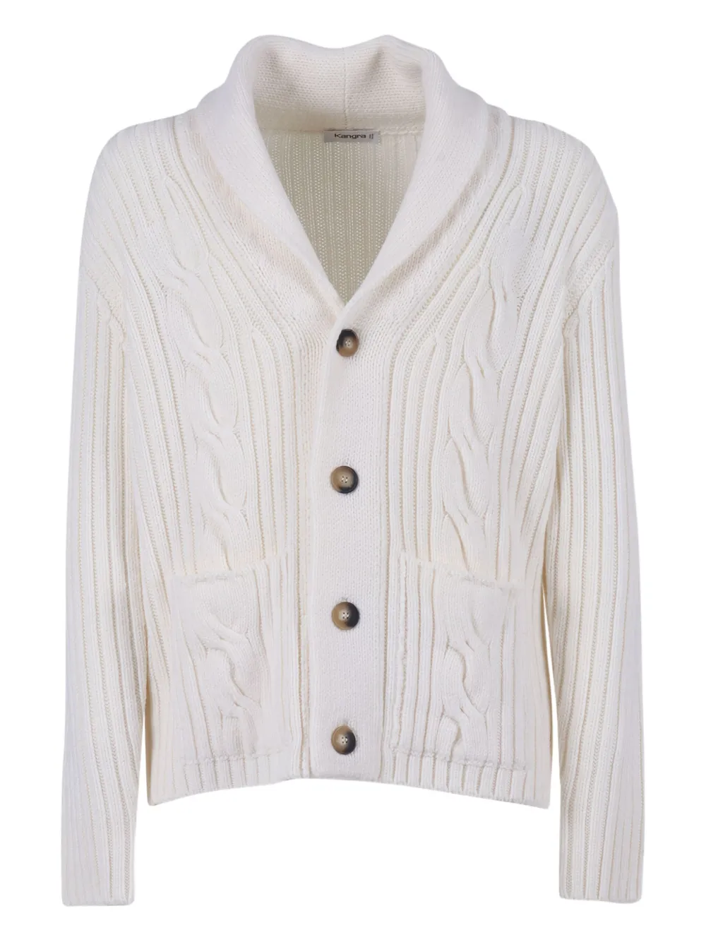 Kangra cable-knit shawl-collar cardigan - Bianco