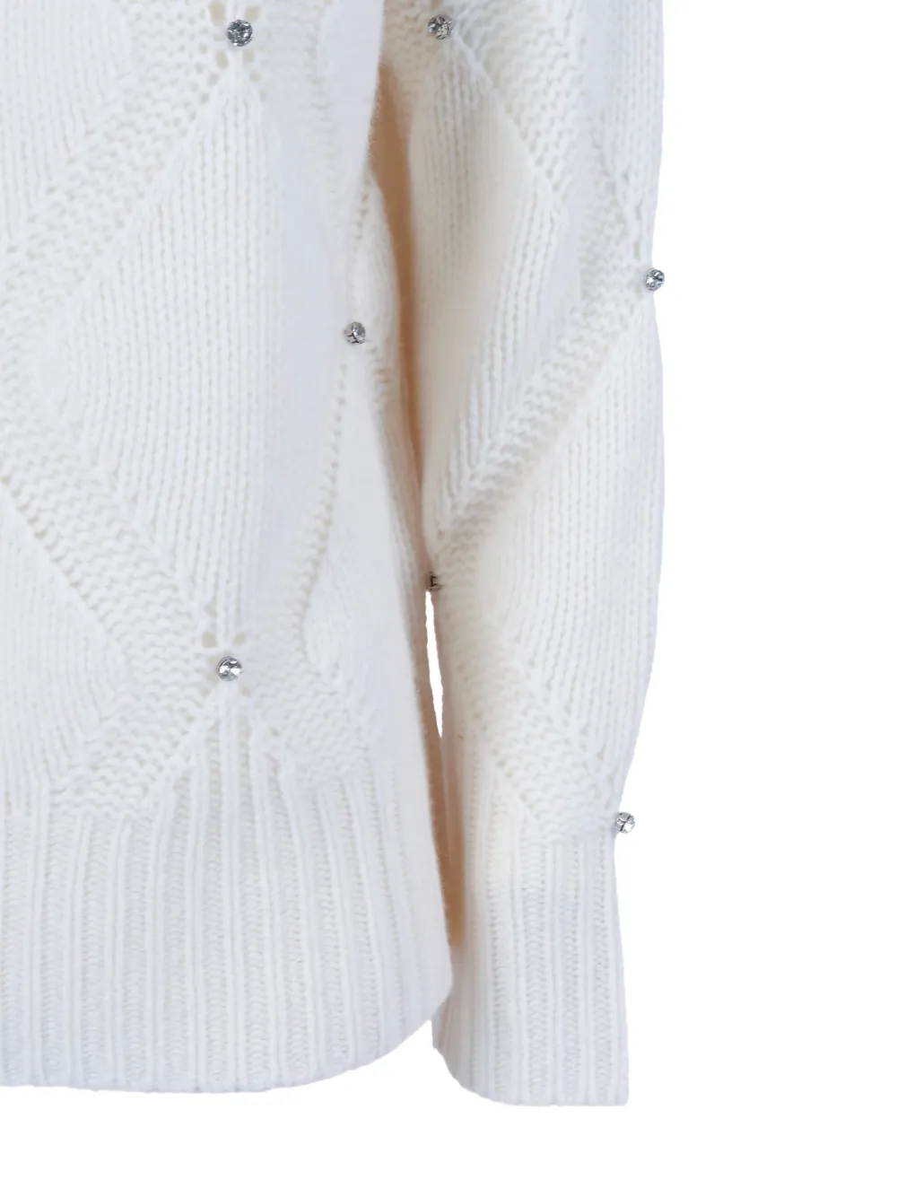 Kangra Cashmere Diamond-pattern Embellished Sweater In White