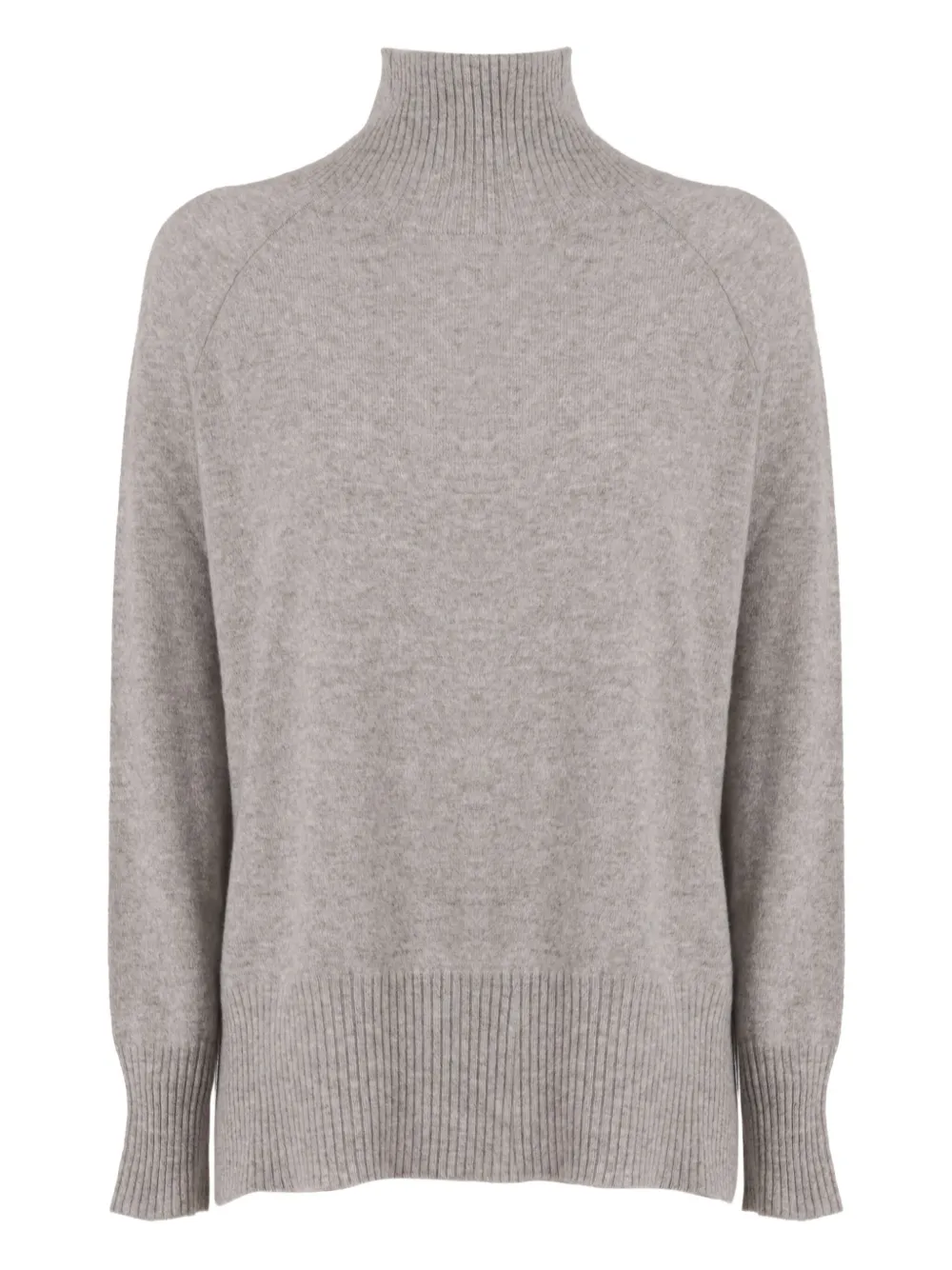 Kangra Cashmere Crater Neck Sweater With Raglan Sleeves And Vents In Gray