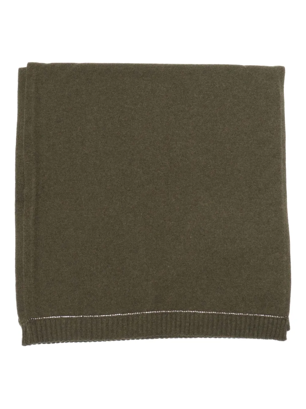 Kangra Cashmere Wool And Cashmere Blend Scarf With Strass Embellishments In Green