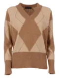 Lorena Antoniazzi v-neck diamond-pattern sweater - Brown