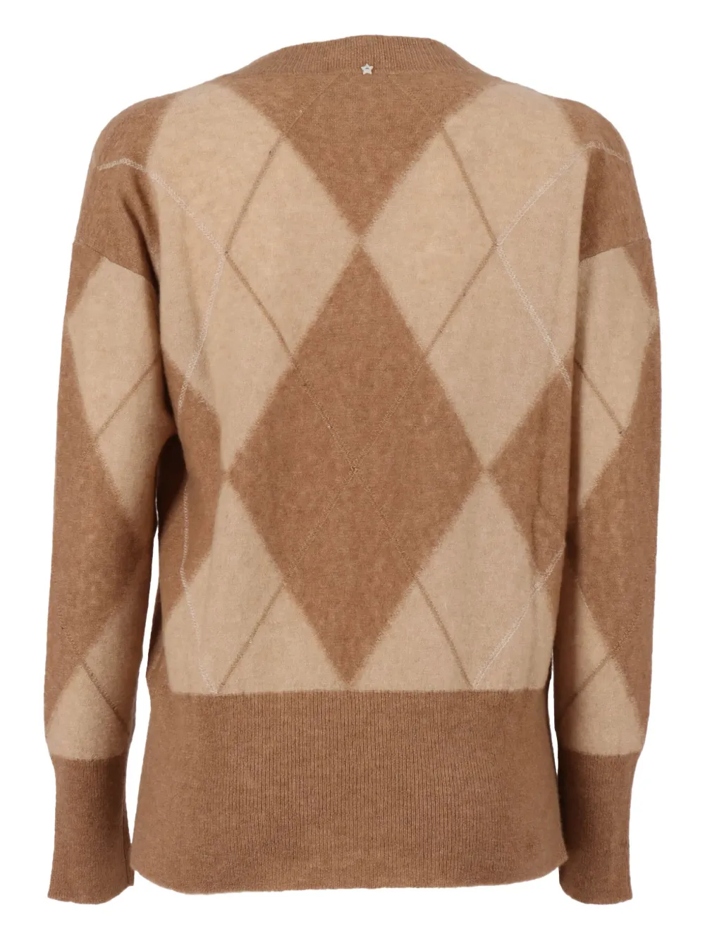 Lorena Antoniazzi v-neck diamond-pattern sweater Bruin