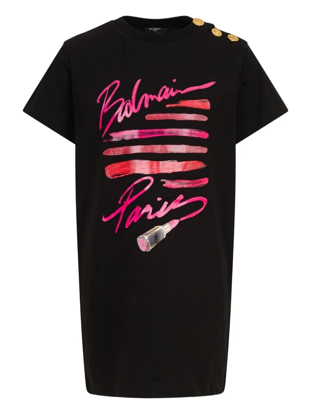 Balmain Kids button-detail logo-print dress - Nero
