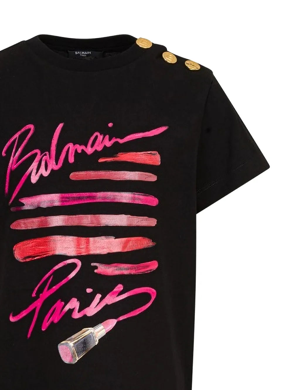 Balmain Kids Jurk met knoopdetail en logoprint Zwart
