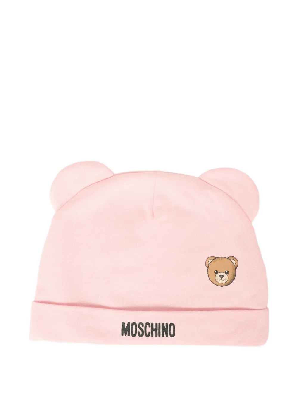 Moschino Kids bear-logo hat bib set Roze